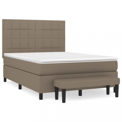 Pat continental cu saltea gri taupe 140x200 cm material textil foto