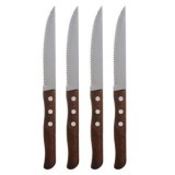 Set 4 Cutite de Masa cu Lama Zimtata, Inox si Maner din Lemn, 22,5 cm, CMCLASS