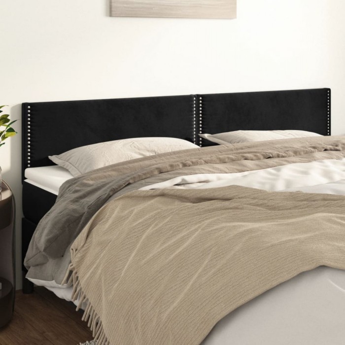 Gossi tablii de pat, 2 buc, negru, 90x5x78/88 cm, catifea