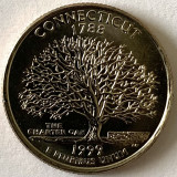 AMERICA QUARTER 1/4 DOLLAR 1999 LITERA D.(STEJARUL CHARTER - &quot;CONNECTICUT), BU., America de Nord, Cupru-Nichel