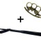 Set baston telescopic din otel, negru, 64 cm + box cranii