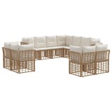 vidaXL Set de canapele de exterior Alb Natural și Crem Poliester 3437606