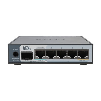 Router hEX, 5 porturi RJ45 Gigabit, 1 x SFP 2.5G, 1 x PoE Out, USB, PoE In - MikroTik E60iUGS foto