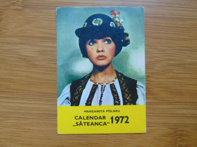 Calendar de buzunar - Revista Sateanca anul 1972-Margareta Paslaru foto
