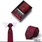 Set elegant MBrands de cravata + batista + ac +butoni din matase naturala 100% - Rosu