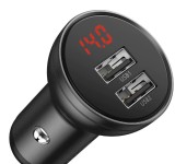 INCARCATOR AUTO Baseus Digital Display, 2 x USB Output 5V/4.8A, total output 24W, pt. bricheta auto, afisaj digital, gri &quot;CCBX-0G&quot; (timbru verde 0.18