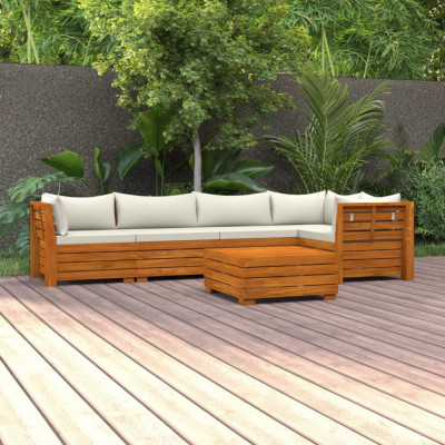 vidaXL Set mobilier grădină cu perne, 6 piese, lemn masiv acacia foto