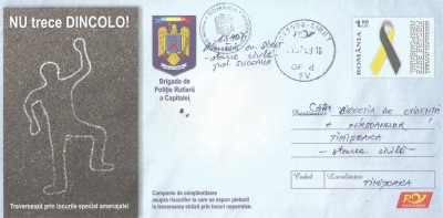 Romania, Nu trece dincolo!, intreg postal circulat, 2009 foto