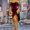V453-10 Rochie din material catifelat cu balene tip corset