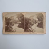 Fotografie de colectie stereoscopica, Vapor cu aburi pe Loch Catherine, Scotland, Scotia, UK, Marea Britanie, 1895-1899