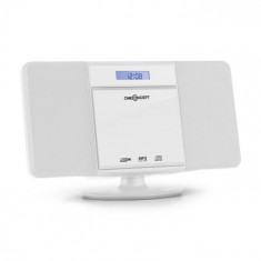 OneConcept V-13, sistem stereo alb cu CD MP3 radio ?i ceas cu alarma, montare pe perete foto