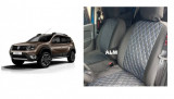 Huse textil - piele romburi Dacia Duster 2010-2017 Negru+Albastru &reg; ALM