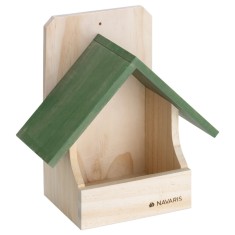 Cuib pentru pasari Navaris, deschidere frontala, 23.5x15x12 cm, maro, lemn, 56115.01