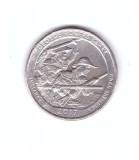 Moneda SUA 25 centi/quarter dollar 2017 D Indiana George Rogers Clark, stare relativ buna, curata