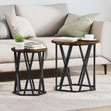 VidaXL Masă de cafea 2 pcs Stejar afumat 50 x 50 x 50 cm 868263