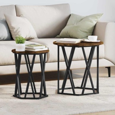 vidaXL Masă de cafea 2 pcs Stejar afumat 50 x 50 x 50 cm 868263 foto