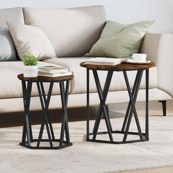 vidaXL Masă de cafea 2 pcs Stejar afumat 50 x 50 x 50 cm 868263
