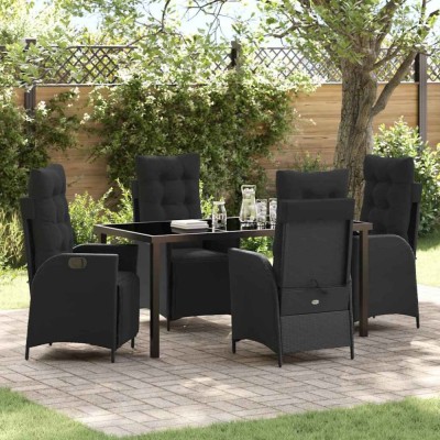 vidaXL Set de masă pentru grădină 5 pcs Negru Rattan poli 3380536 foto