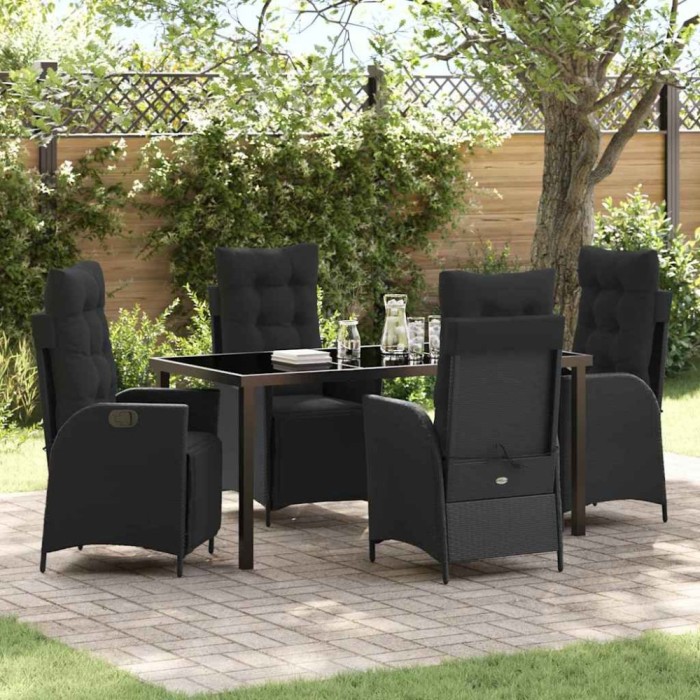 vidaXL Set de masă pentru grădină 5 pcs Negru Rattan poli 3380536