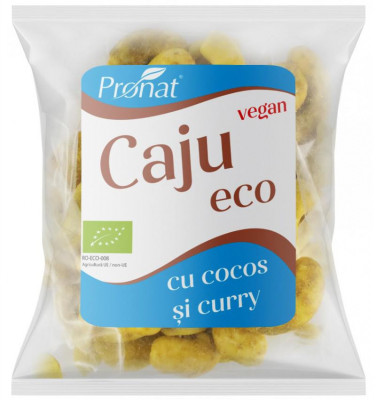 Caju Condimentat cu Aroma de Curry si Nuca de Cocos Bio 50 grame Pronat foto
