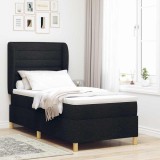 vidaXL Pat cu saltea cu arcuri Gri &icirc;nchis 90x190 cm Negru 100 x 200 cm 3340678