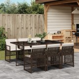 Gossi set mobilier de gradina cu perne, 7 piese, maro, poliratan