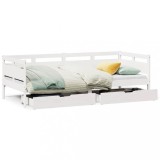 Cumpara ieftin Pat de zi cu sertare, alb, 90x200 cm, lemn masiv pin