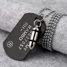 Medalion military dog tag barbatesc MBrands Dog Tag Rambo negru, auriu, argintiu foto