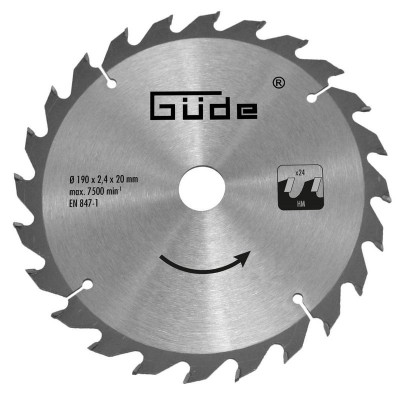 Disc pentru fierastrau circular, taiere lemn Gude 58172, O190x20 mm, 24 dinti foto