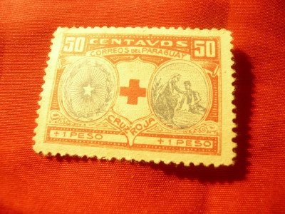 Serie Paraguay 1922 Crucea Rosie , 1 val. 50C+1p , sarniera foto