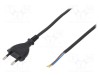 Cablu 2x0,75mm2 CEE 7/16 PLASTROL cu mufă, cablu PVC 3m negru 2,5A