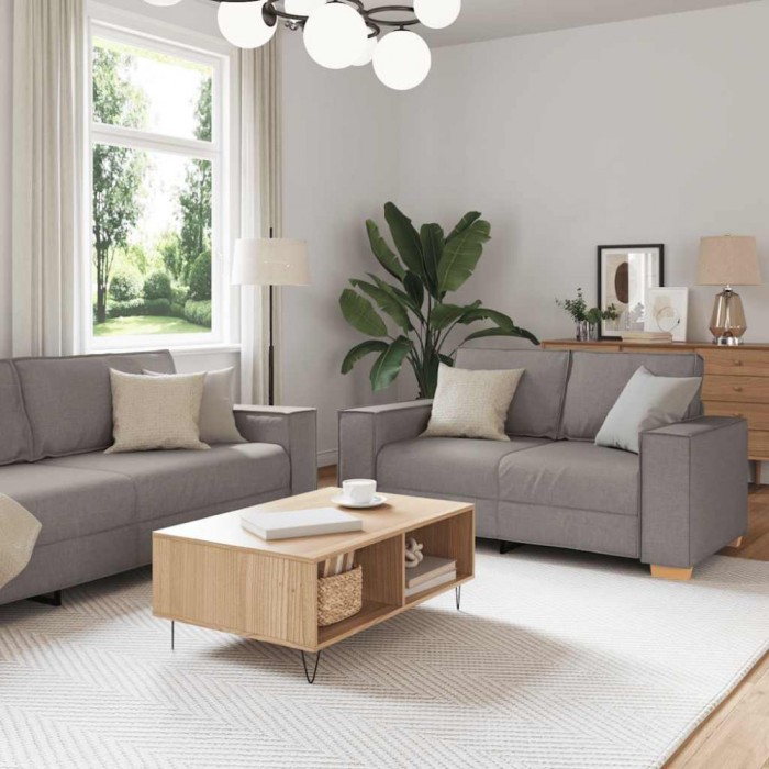 vidaXL Set de canapea cu perne, 2 piese, gri taupe, material textil 3324697