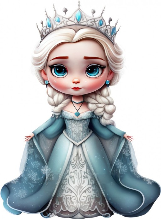Sticker decorativ, Printesa Elsa, Albastru, 80 cm, 1269STK-1