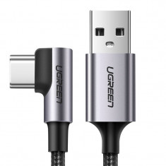 Cablu alimentare si date Ugreen 90, USB/USB-C, 3A, 1m, Negru