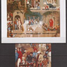 UMM AL QIWAIN PICTURA HANS MEMLING ( bloc + colita ndt.) MNH