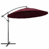 Umbrelă de soare suspendată, vișiniu, 3 m, st&acirc;lp de aluminiu, vidaXL