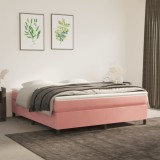 Cumpara ieftin Pat box spring cu saltea, roz, 160x200 cm, catifea