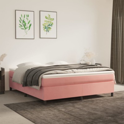 vidaXL Cadru de pat box spring, roz, 160x200 cm, catifea foto