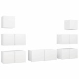 Cumpara ieftin Set dulapuri TV, 7 piese, alb, lemn prelucrat