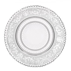 Farfurie Desert, Sticlă, Model Decorativ, Transparent, 15 cm