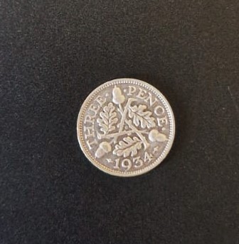 Marea Britanie UK 3 Pence 1934 George V moneda din argint km # 831 foto