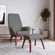 vidaXL Scaun de relaxare cu taburet, gri deschis, textil foto
