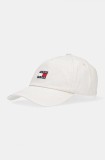 Tommy Jeans șapcă de baseball din bumbac culoarea bej, cu imprimeu, AW0AW16991