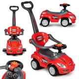 Cumpara ieftin Ride-on aut&oacute; tol&oacute;aut&oacute; 3 az 1-ben deluxe foganty&uacute;val &eacute;s zen&eacute;lő panellel piros