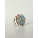 Cumpara ieftin Inel argint placat aur roz, perla baroc, acvamarin, reglabil, Joy, handmade