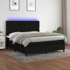 VidaXL Pat cu arcuri, saltea și LED, negru, 160x200 cm, textil 3135127