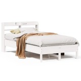Cumpara ieftin Cadru de pat fara saltea, alb, 75x190 cm, lemn masiv de pin