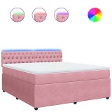 Cumpara ieftin Pat box spring cu saltea, roz, 180x200 cm, catifea