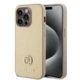 Husa pentru iPhone 15 Pro Max - Strass Metal Logo (GUHCP15XPS4DGPD) - Gold, Guess