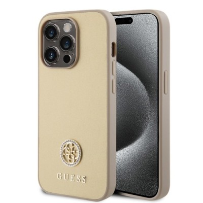 Husa pentru iPhone 15 Pro - Strass Metal Logo (GUHCP15LPS4DGPD) - Gold foto